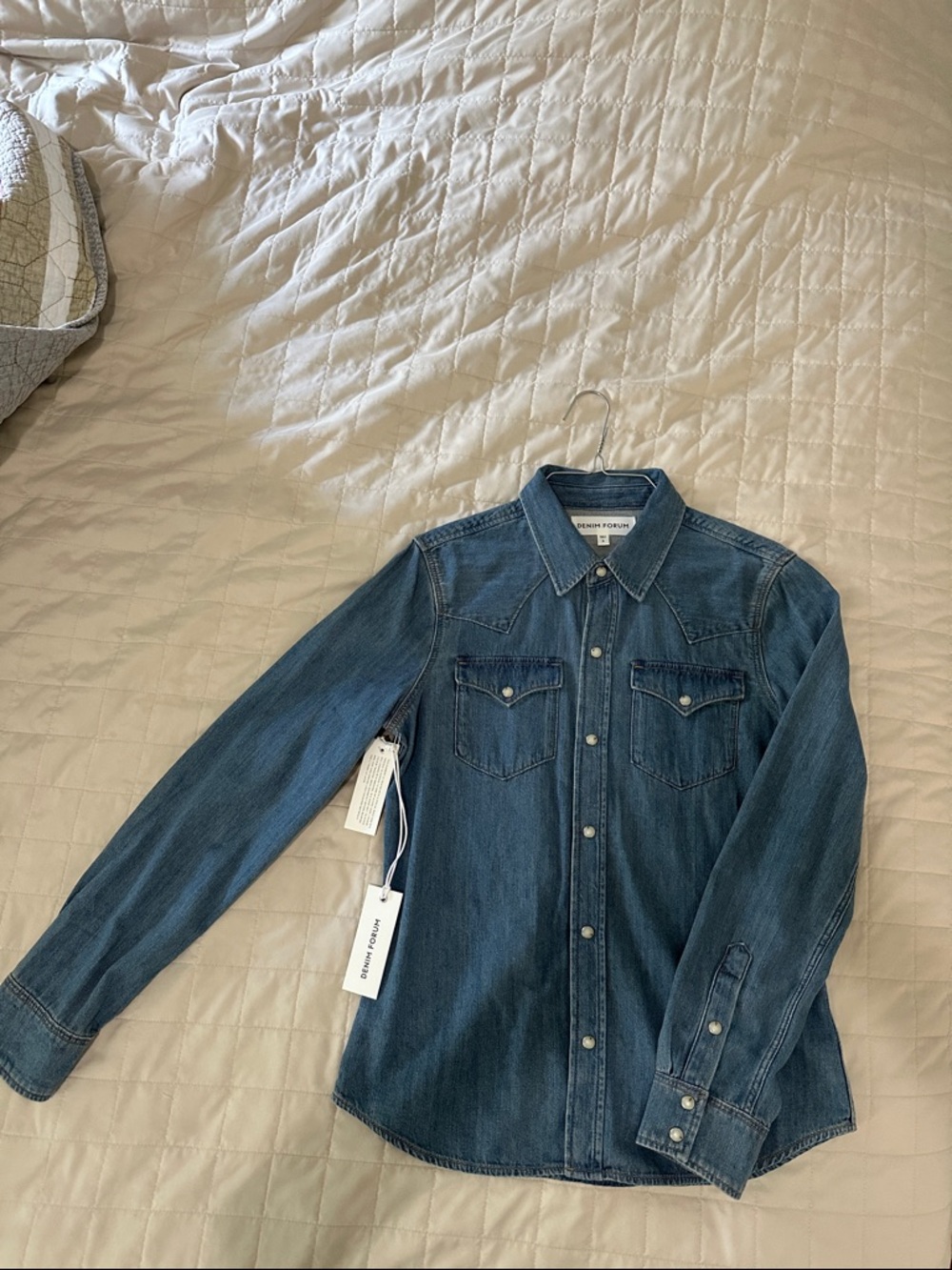 Denim Forum Classic Western Denim Shirt - Medium Blue